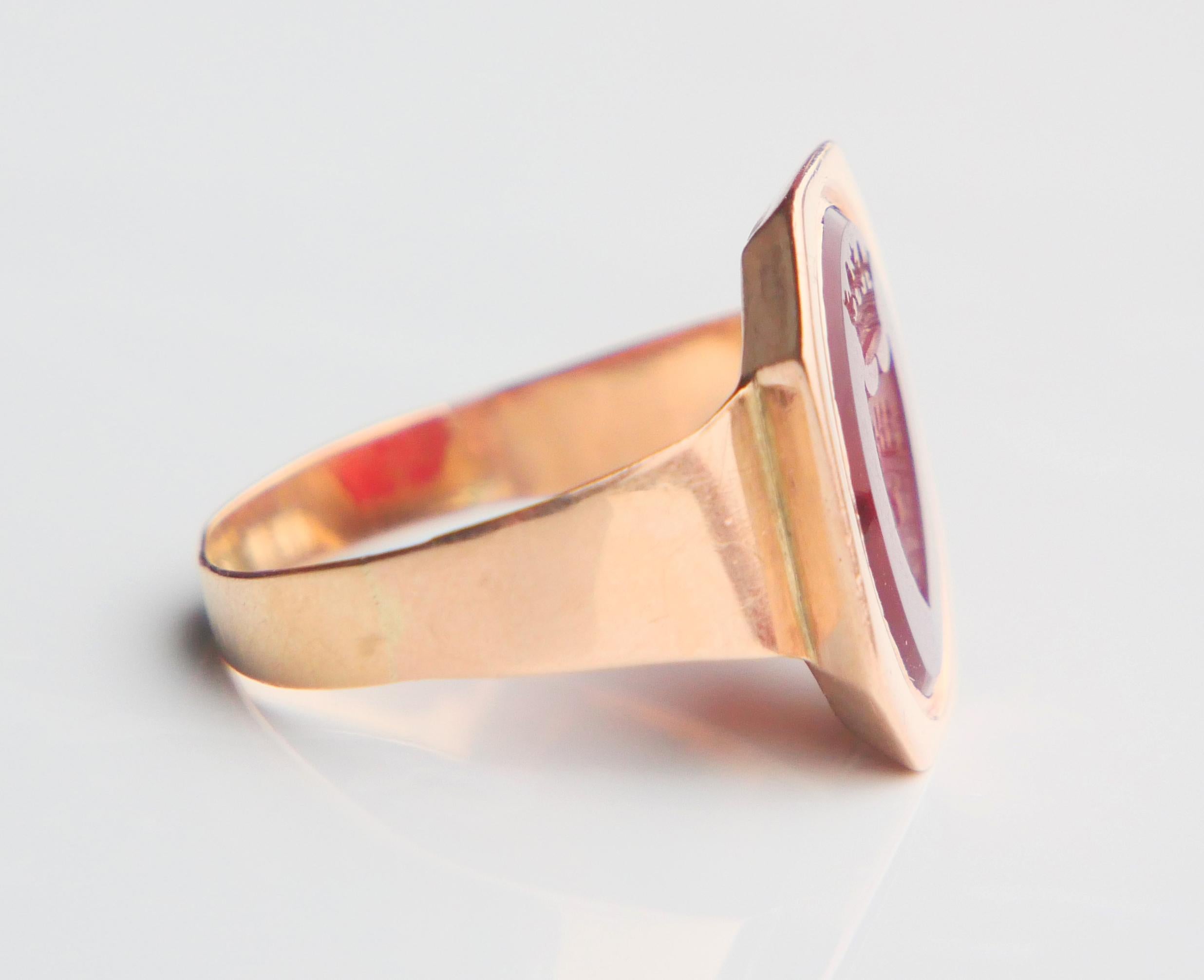 Antique Intaglio Signet Ring solid 18K Gold Carnelian ØUS9.75/  4gr For Sale 1