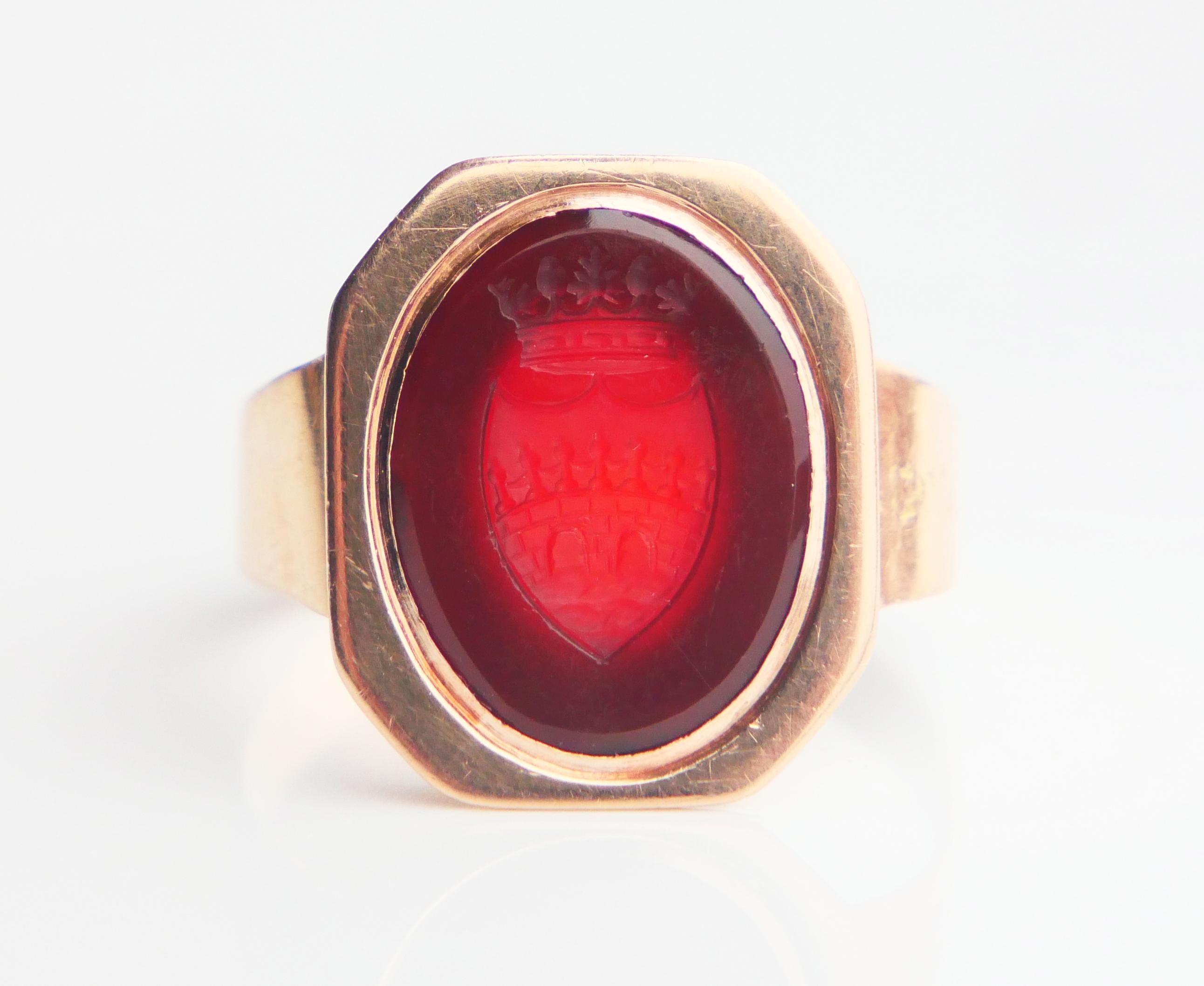 Antique Intaglio Signet Ring solid 18K Gold Carnelian ØUS9.75/  4gr For Sale 2
