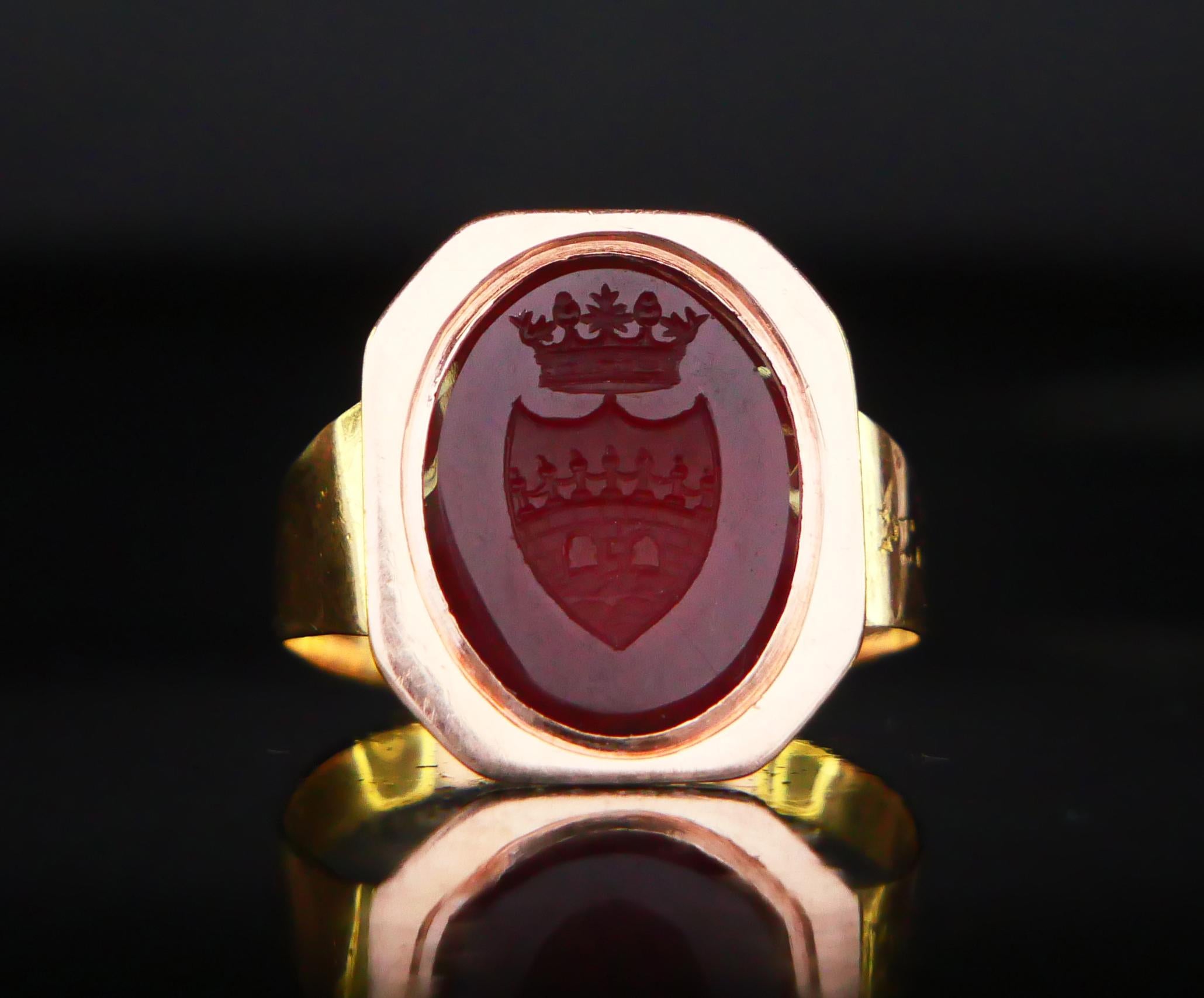 Antique Intaglio Signet Ring solid 18K Gold Carnelian ØUS9.75/  4gr For Sale 6