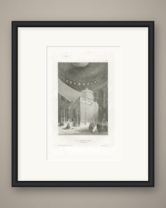 Antique Interior View of the Holy Sepulchre, Jerusalem, Engraving, circa 1850