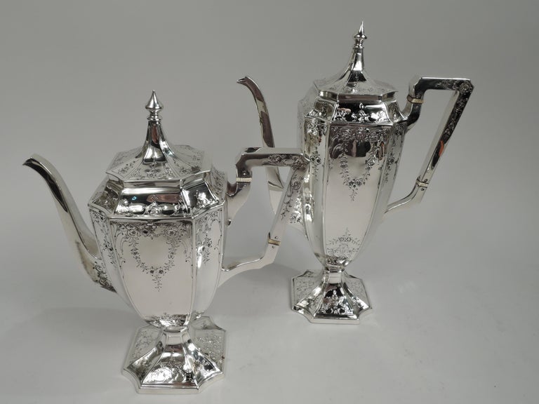 20th Century Antique International Cavell 6-Piece Coffee and Tea Set on Tray For Sale