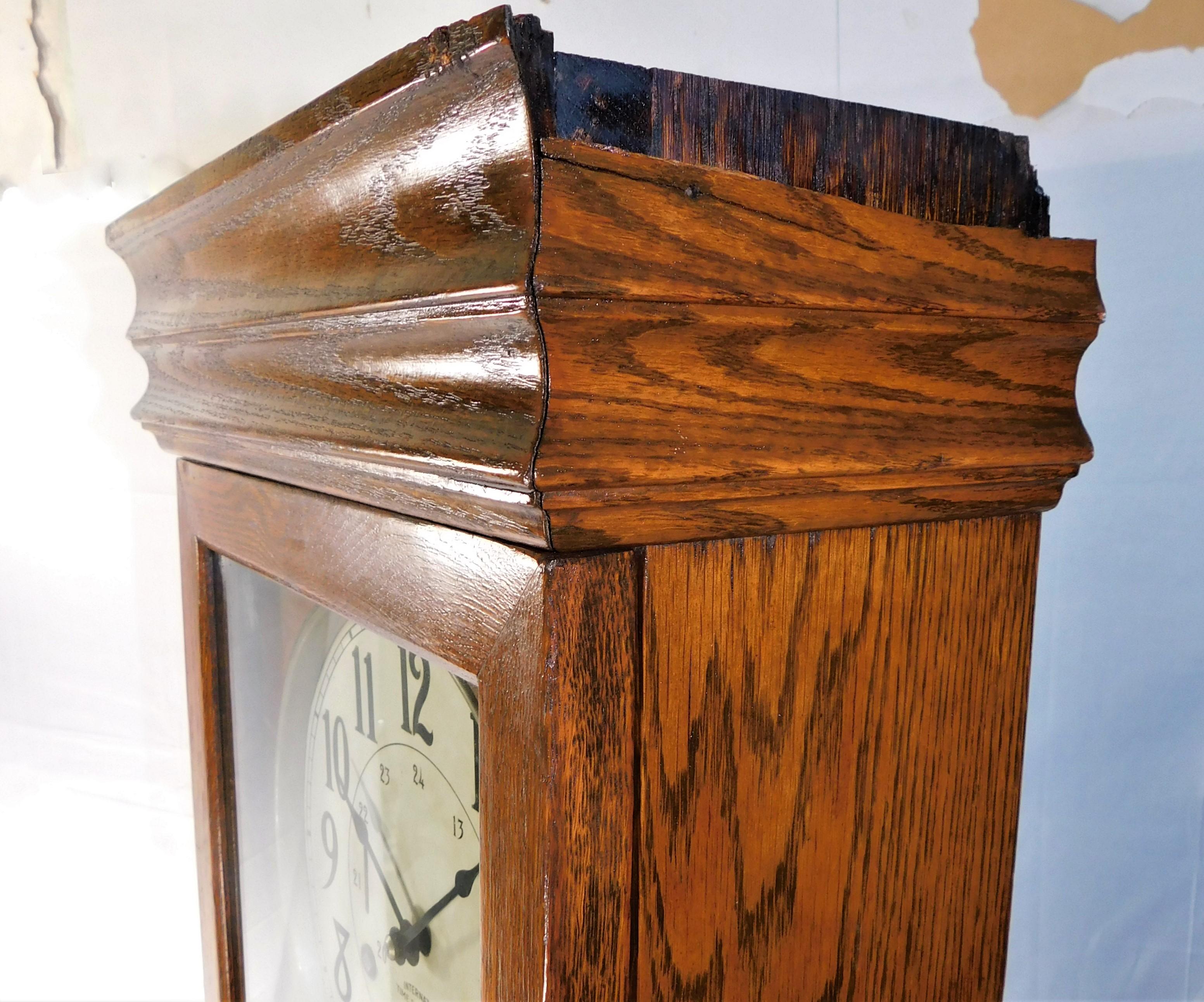 Antique International Time Recording Punch Card Wall Clock, Circa 1900 9