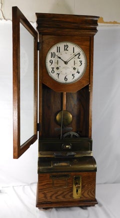 Antique International Time Recording Punch Card Wall Clock, Circa 1900