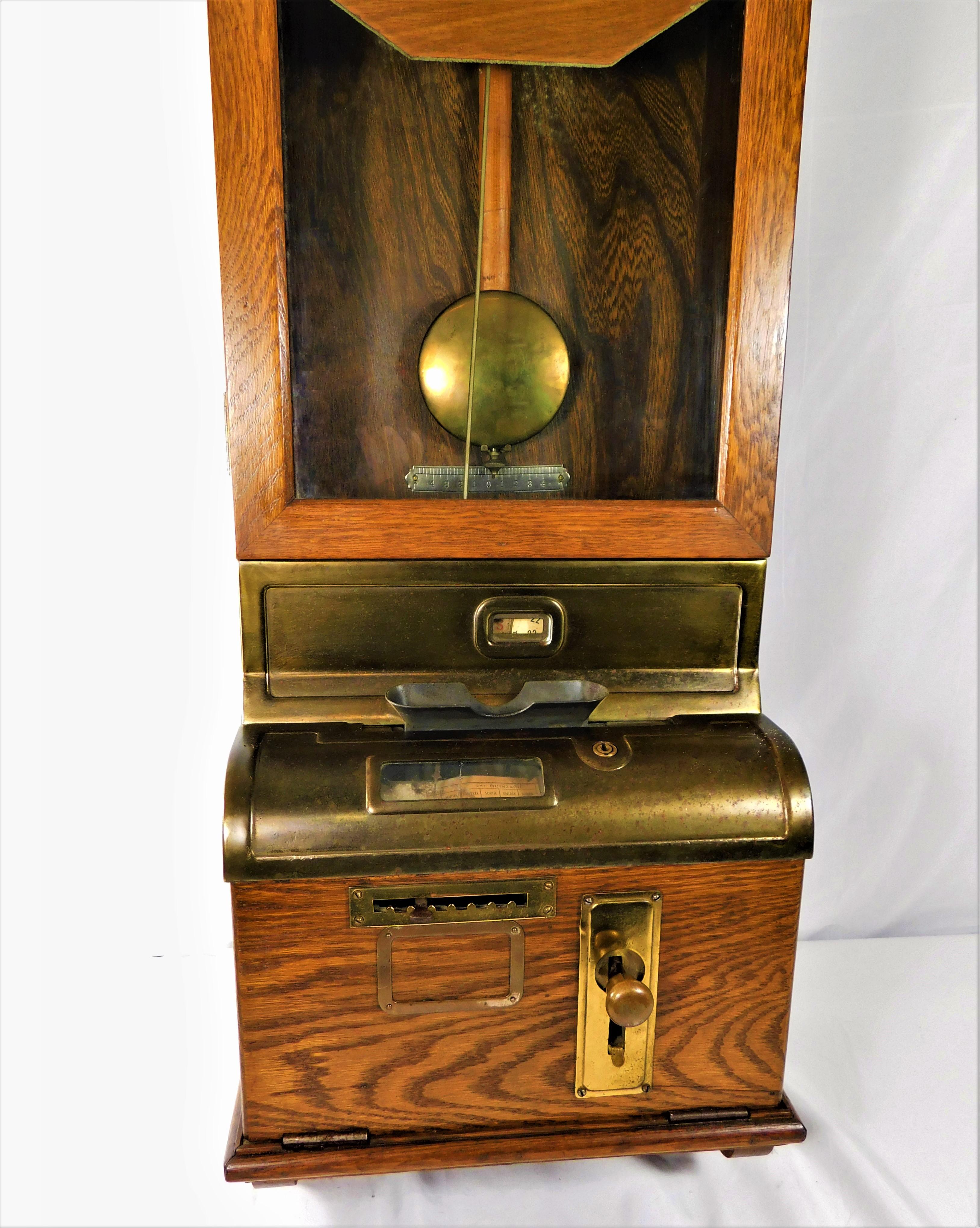 Machine Age Antique International Time Recording Punch Card Wall Clock, Circa 1900