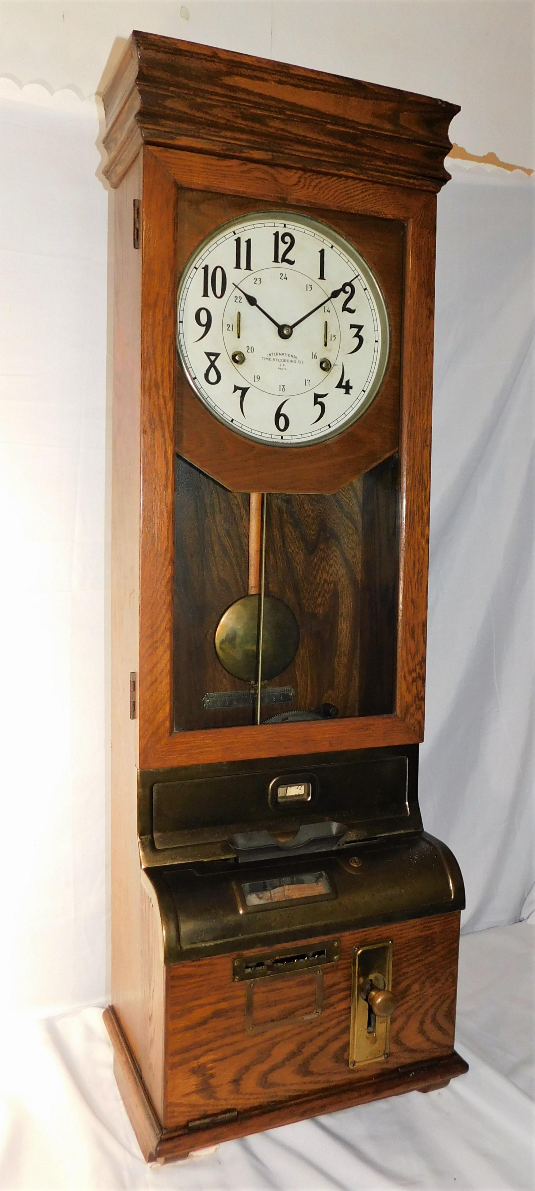 Early 20th Century Antique International Time Recording Punch Card Wall Clock, Circa 1900
