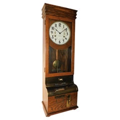 Antique International Time Recording Punch Card Wall Clock, Circa 1900