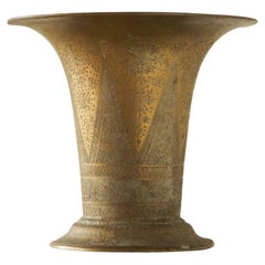 Antique Intricately Decorated Vase in Hand Chased Copper