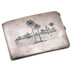 Antique Iraqi Niello Silver Cigarette Case C 1930