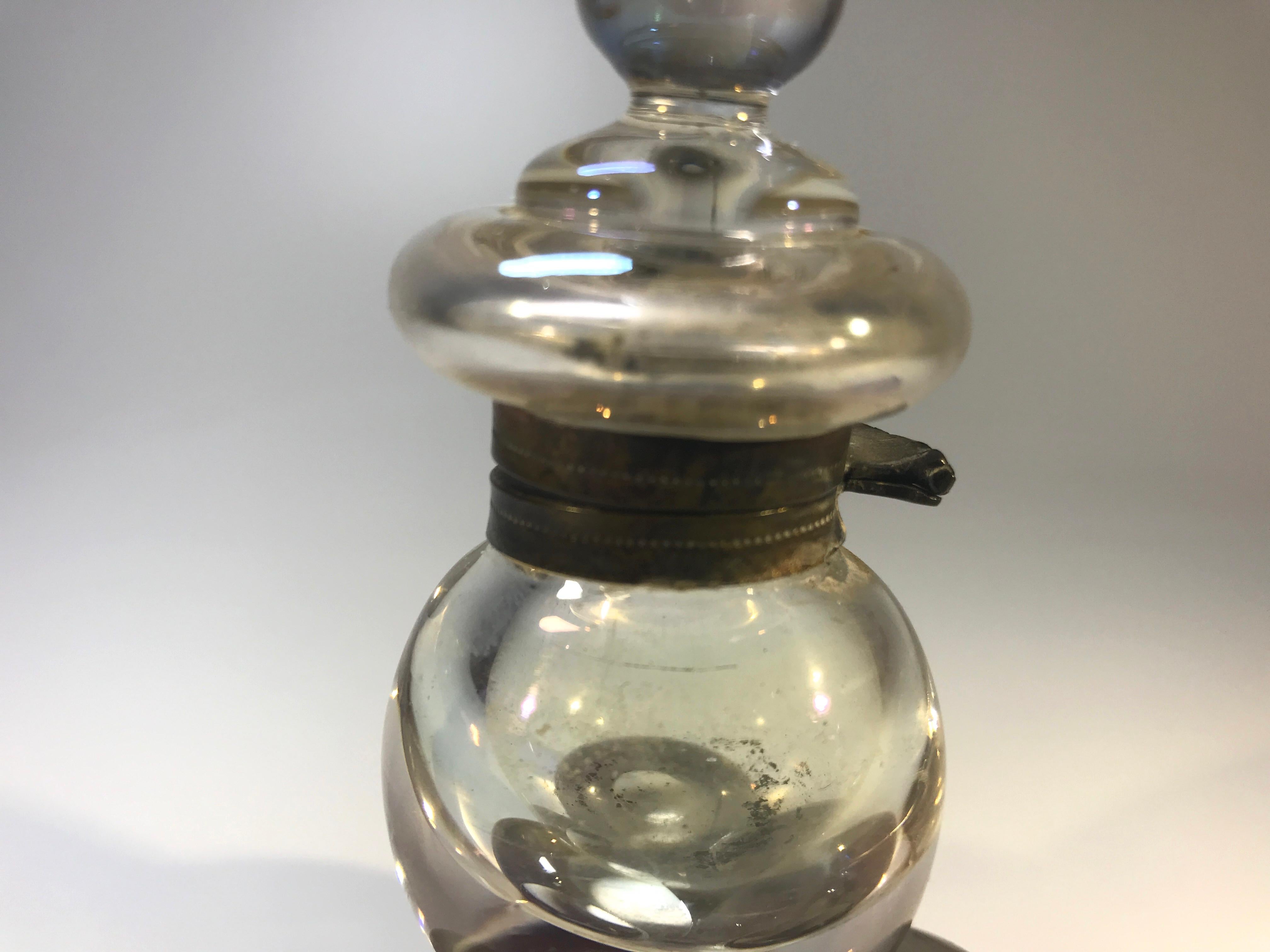 Czech Antique Iridescent Glass Soap Bubble Inkwell Victorian Bohemia Harrach, 1800s