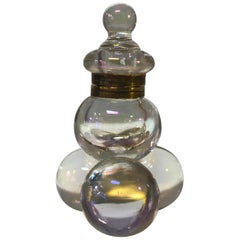 Ancien encrier à bulles de savon en verre irisé Victorien Bohème Harrach 1800s