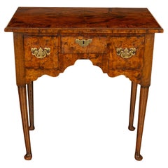 Antique Irish 18th Century Burl Walnut George I Lowboy Dressing Table Desk 1720