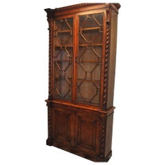 Antique Irish 19th century Pollard Oak  Library Bookcase / shelves / cabinet