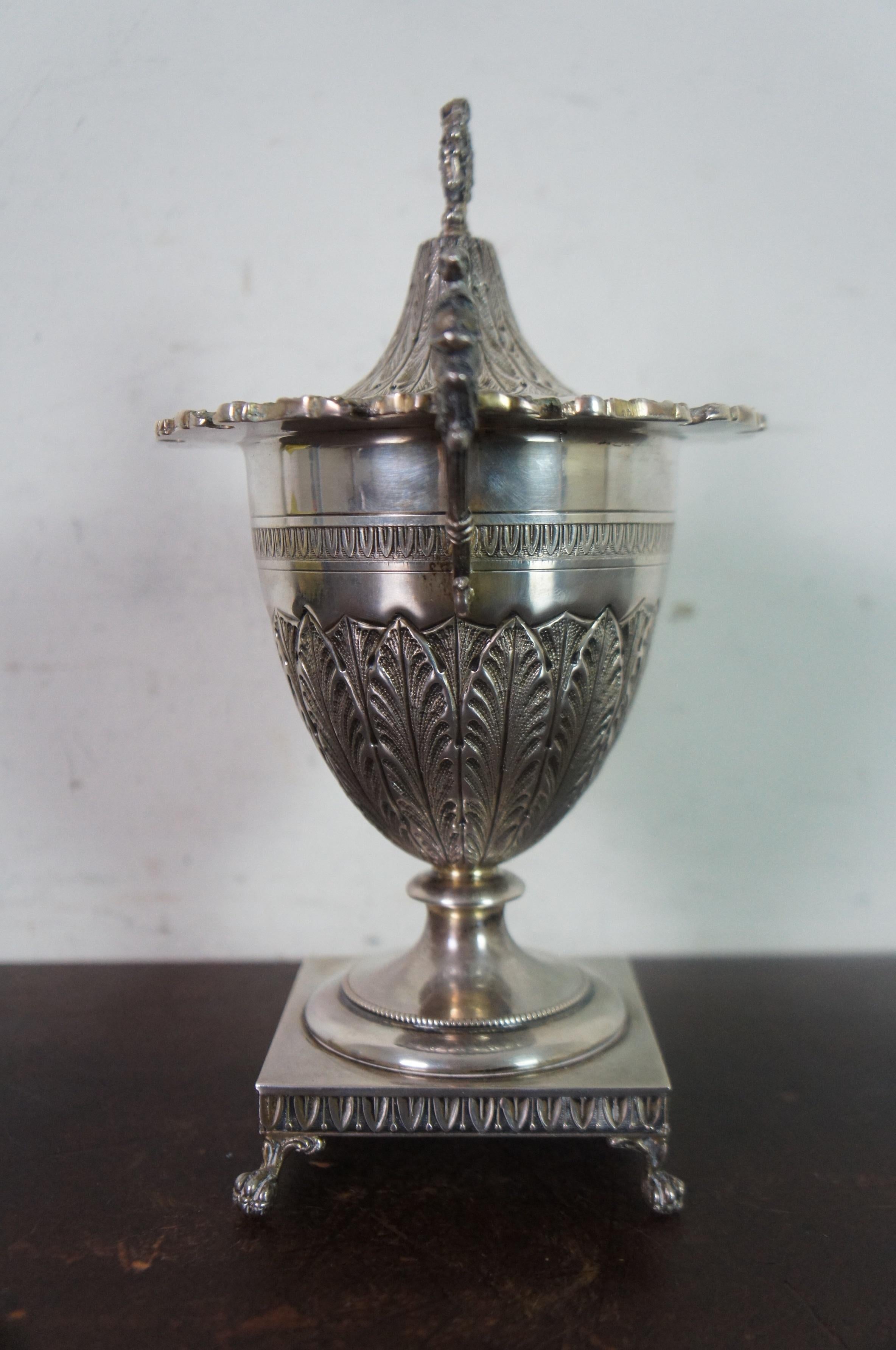 Antique Irish 800 Silver Two Handled Mantel Trophy Urn Compote Cup 450g In Good Condition In Dayton, OH