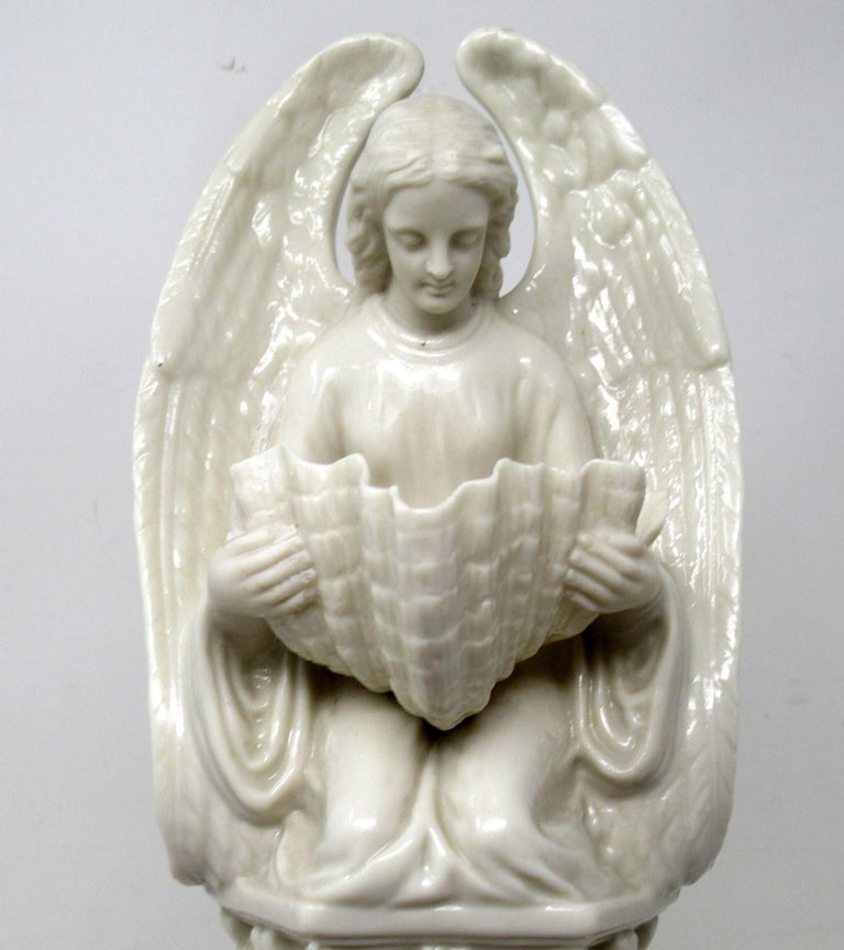Antique Irish Belleek Ireland Porcelain Vase Holy Water Font Stoop 