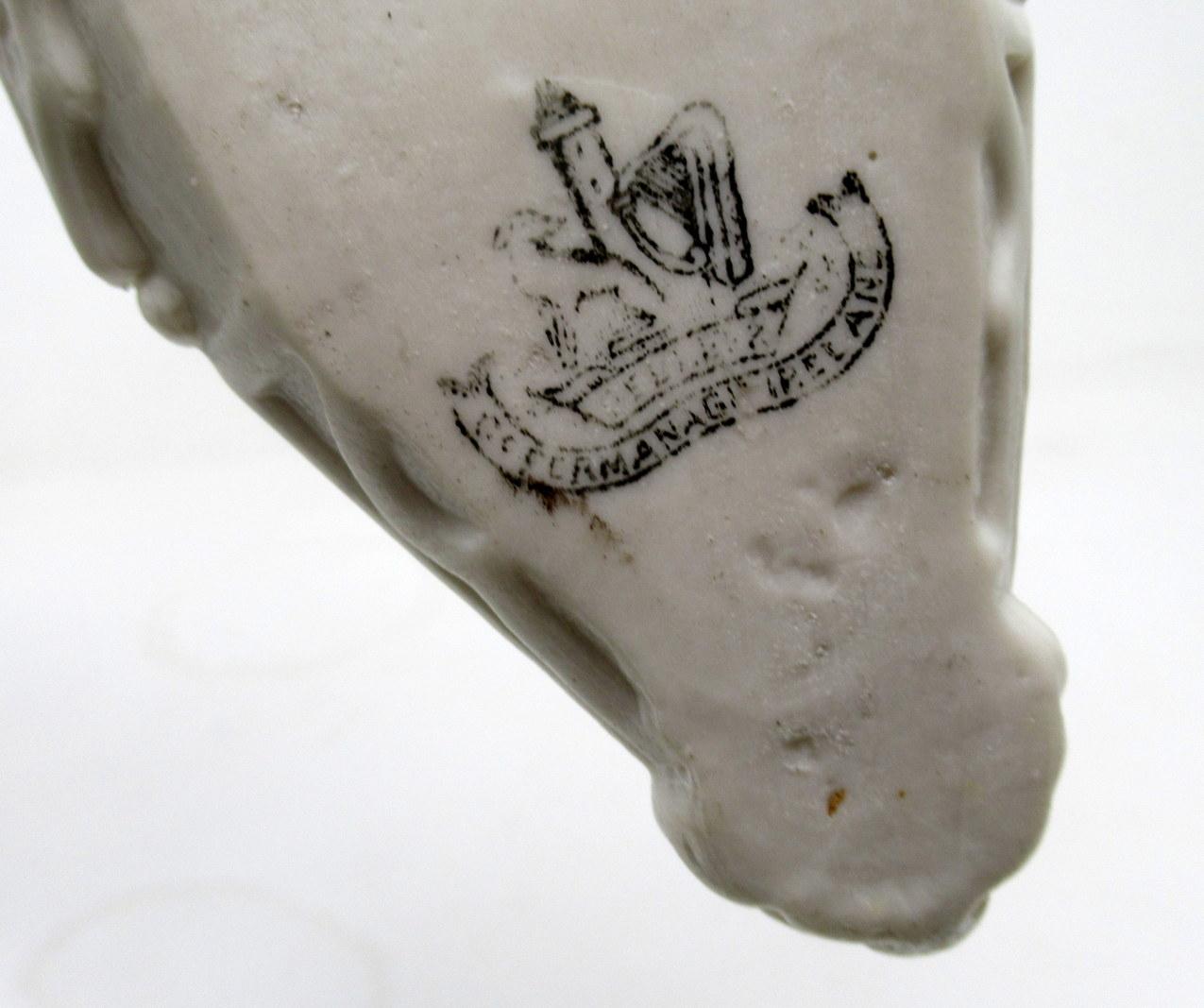 Antique Irish Belleek Ireland Porcelain Vase Holy Water Font Stoop Black Mark  1