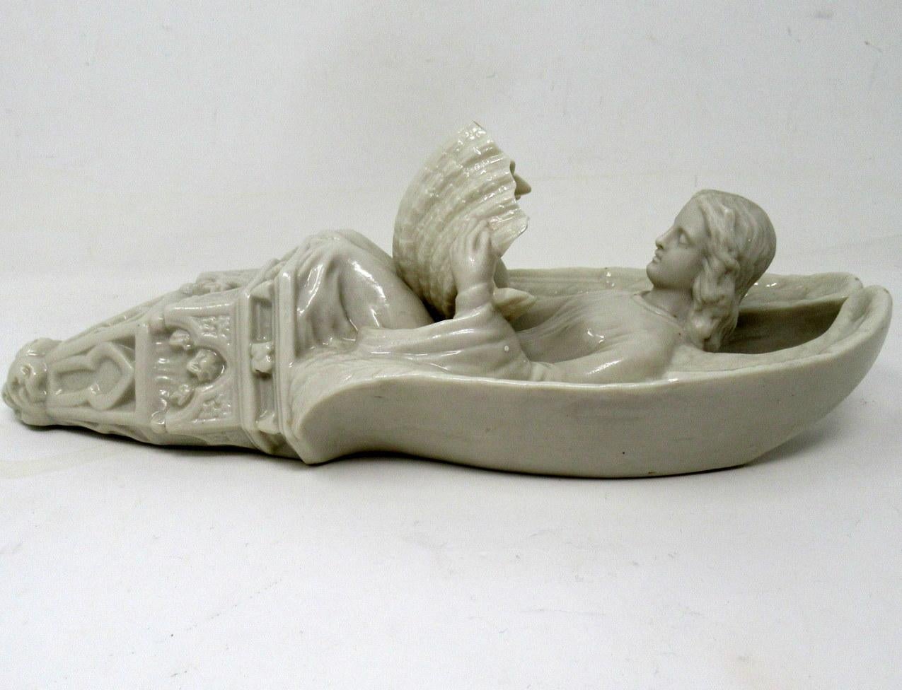 Antique Irish Belleek Ireland Porcelain Vase Holy Water Font Stoop Black Mark 3