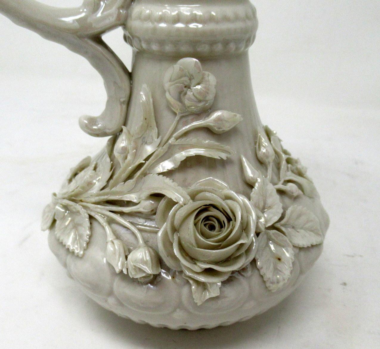 Antique Irish Belleek Porcelain Aberdeen Pitcher Ewer Salt Centerpiece Ireland For Sale 5