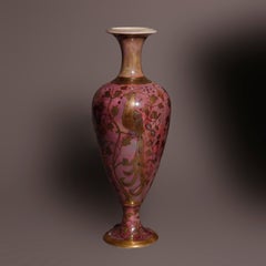 Antique Irish Belleek Porcelain Egg Shell Finish Hand Gilt Peacock Vase c1920