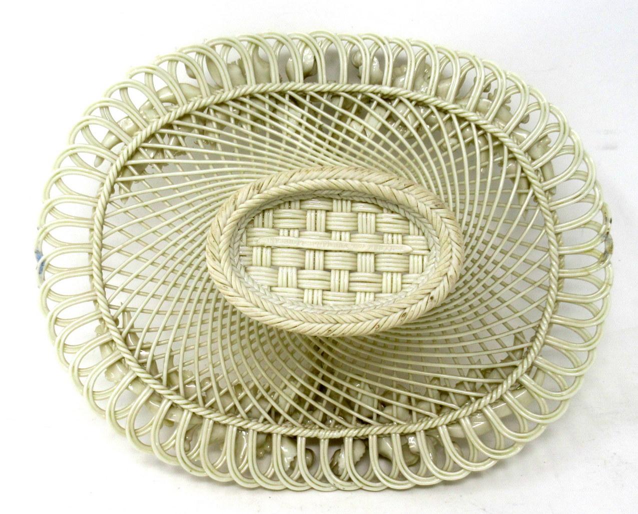 Antique Irish Belleek Porcelain Four Strand Basket Centerpiece 1865-1889 Ireland 3