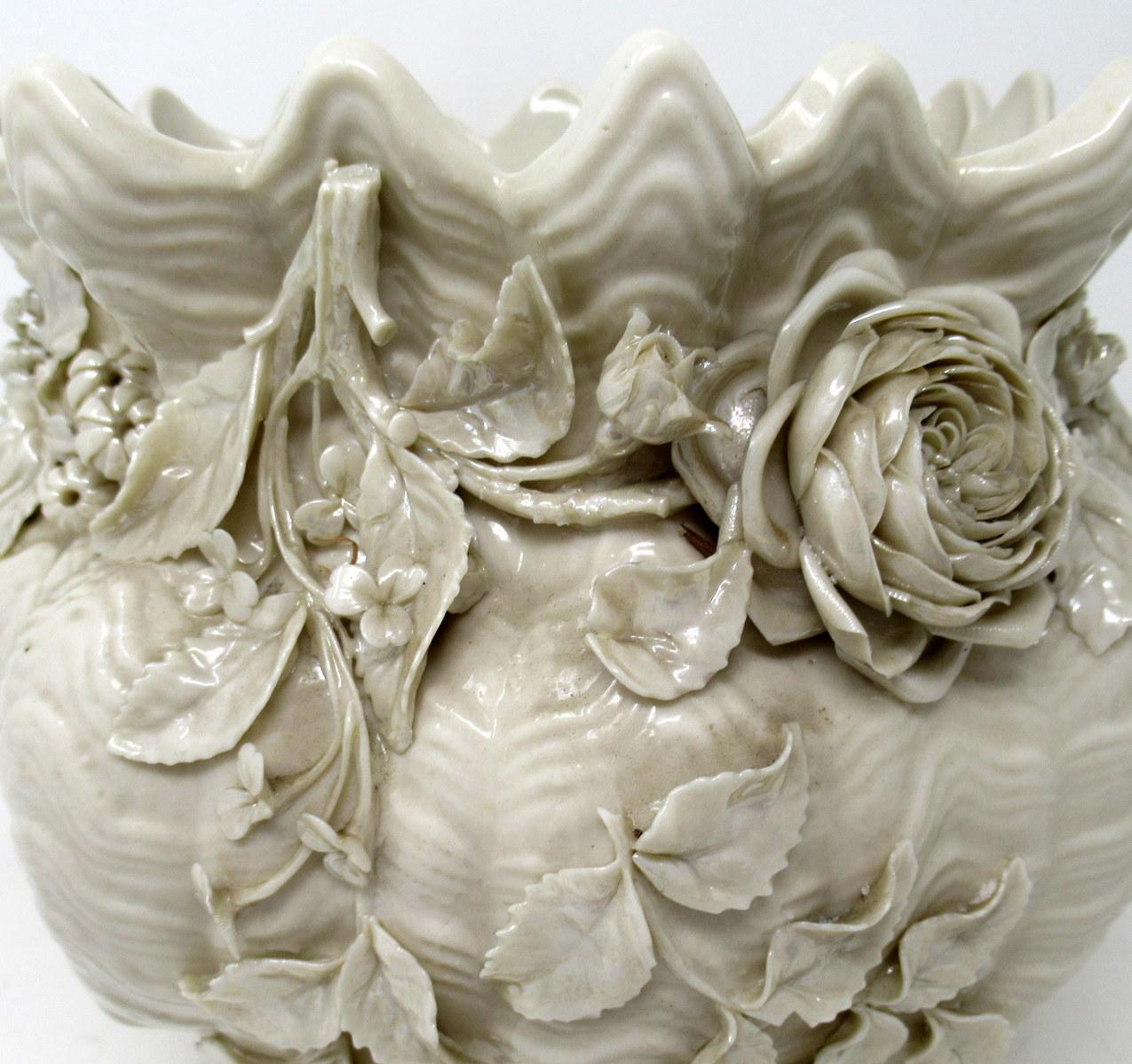 Antique poterie irlandaise Belleek en porcelaine Jardiniere Bowl Centerpiece 1891-1926 4