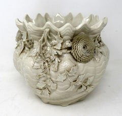 Antique Irish Belleek Porcelain Pottery Jardiniere Bowl Centerpiece 1891-1926