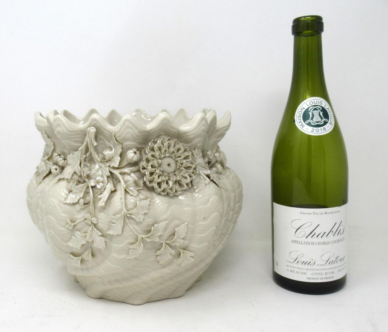 Porcelaine Antique poterie irlandaise Belleek en porcelaine Jardiniere Bowl Centerpiece 1891-1926