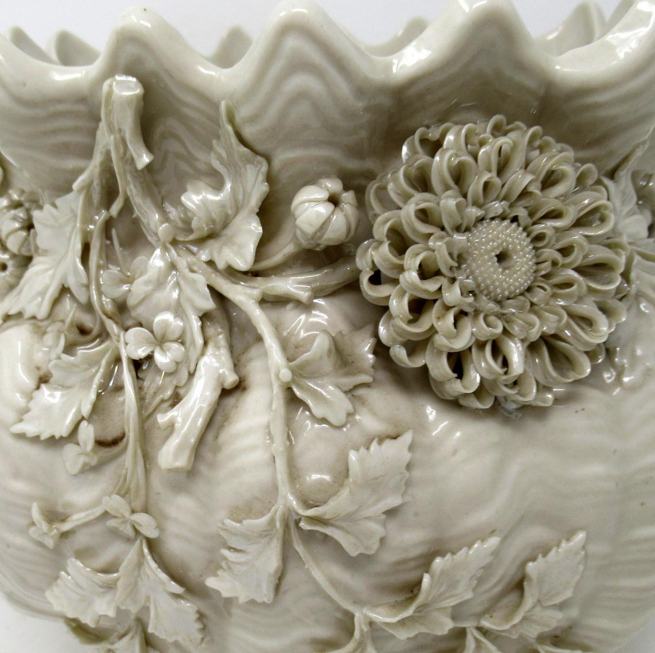Antique poterie irlandaise Belleek en porcelaine Jardiniere Bowl Centerpiece 1891-1926 3