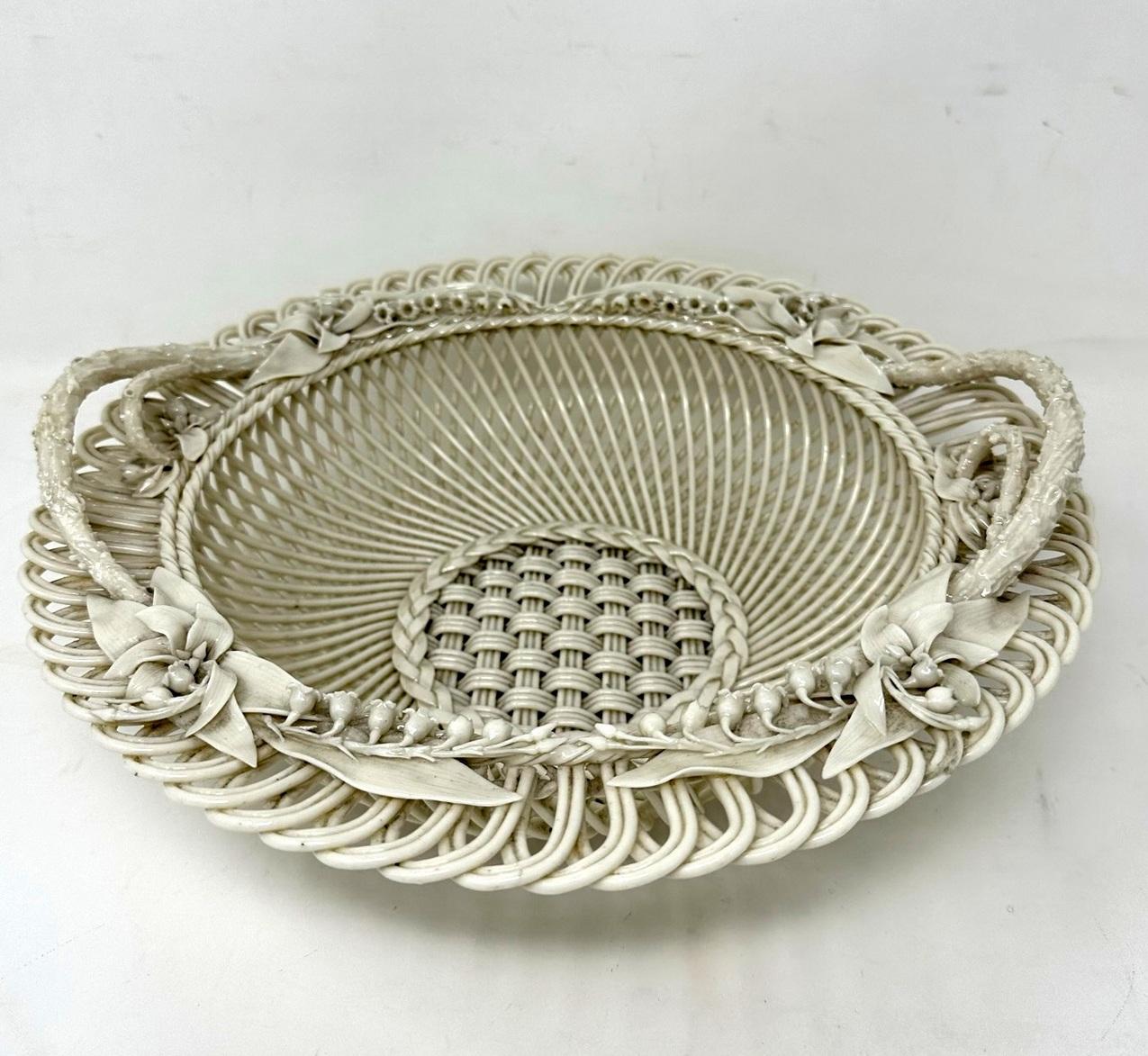 Victorian Antique Irish Belleek Porcelain Three Strand Basket Centerpiece 18651889 Ireland