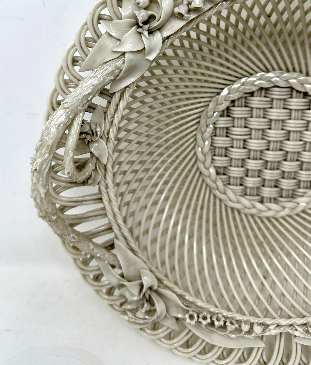 Antique Irish Belleek Porcelain Three Strand Basket Centerpiece 18651889 Ireland 1