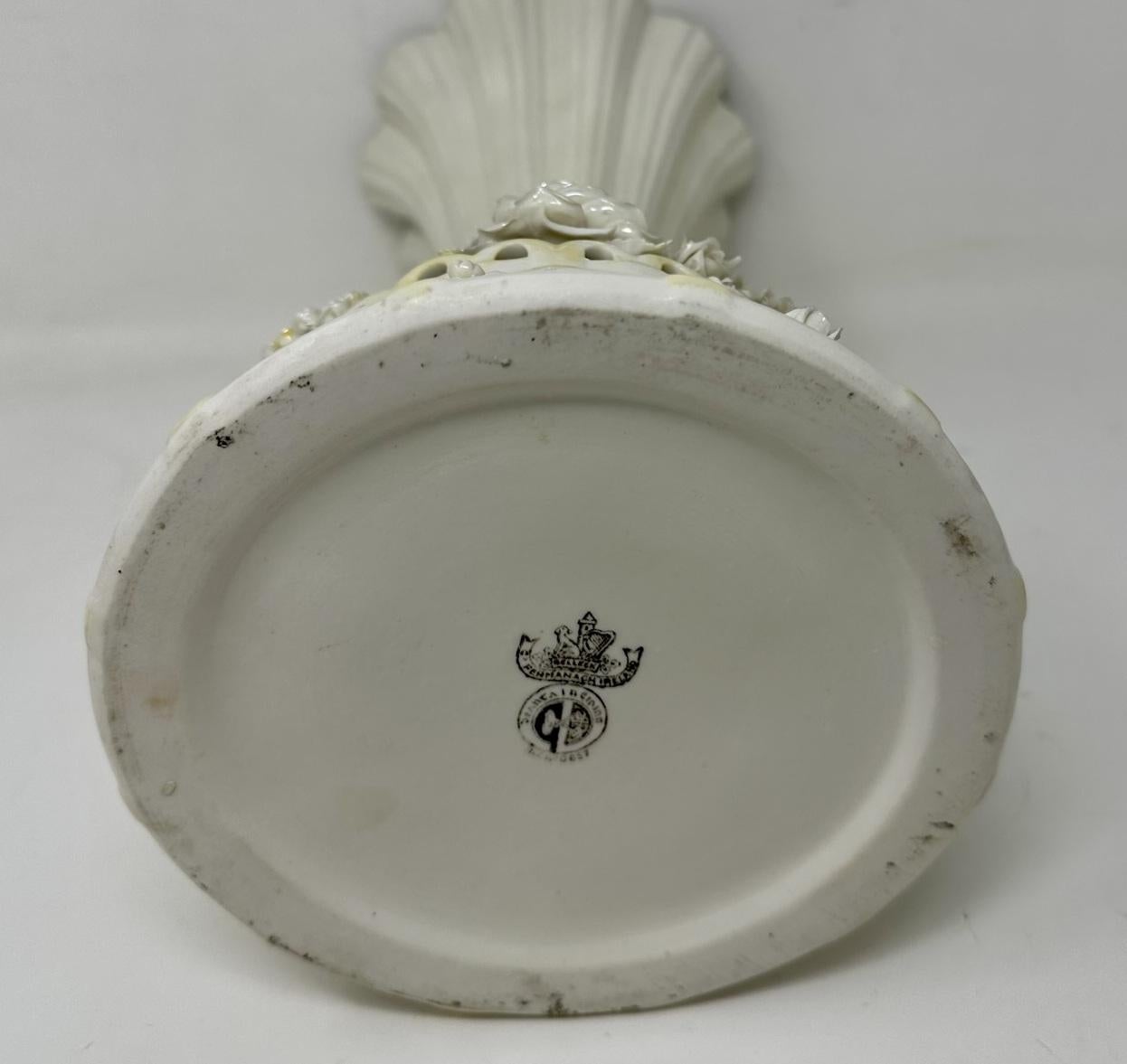 Antique Irish Belleek Porcelain Trumpet Centerpiece Vase Urn 1926-1946 Ireland For Sale 6