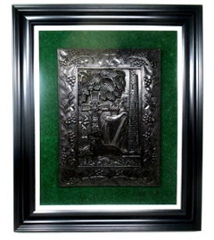 Antique Irish Bog Wood Oak Plaque Harp Shamrock Cornelius Goggin Dublin Ireland