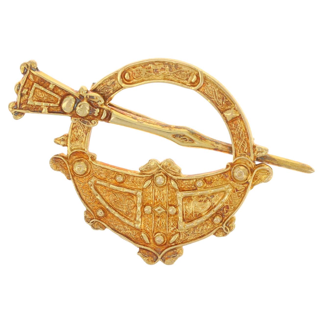 Basque Brooch Antique Irish Brooch, 18k Yellow Gold Tara-Inspired Celtic Design 1906 ...