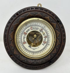 Antique Irish Carved Oak Aneroid Barometer Retailed by William Egan Cork Ireland