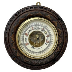 Antikes irisches Aneroid-Barometer aus geschnitzter Eiche, vertrieben von William Egan Cork, Irland