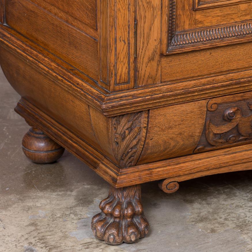 Antique Irish Carved Oak Sideboard Buffet Cabinet with Paw Feet 1
