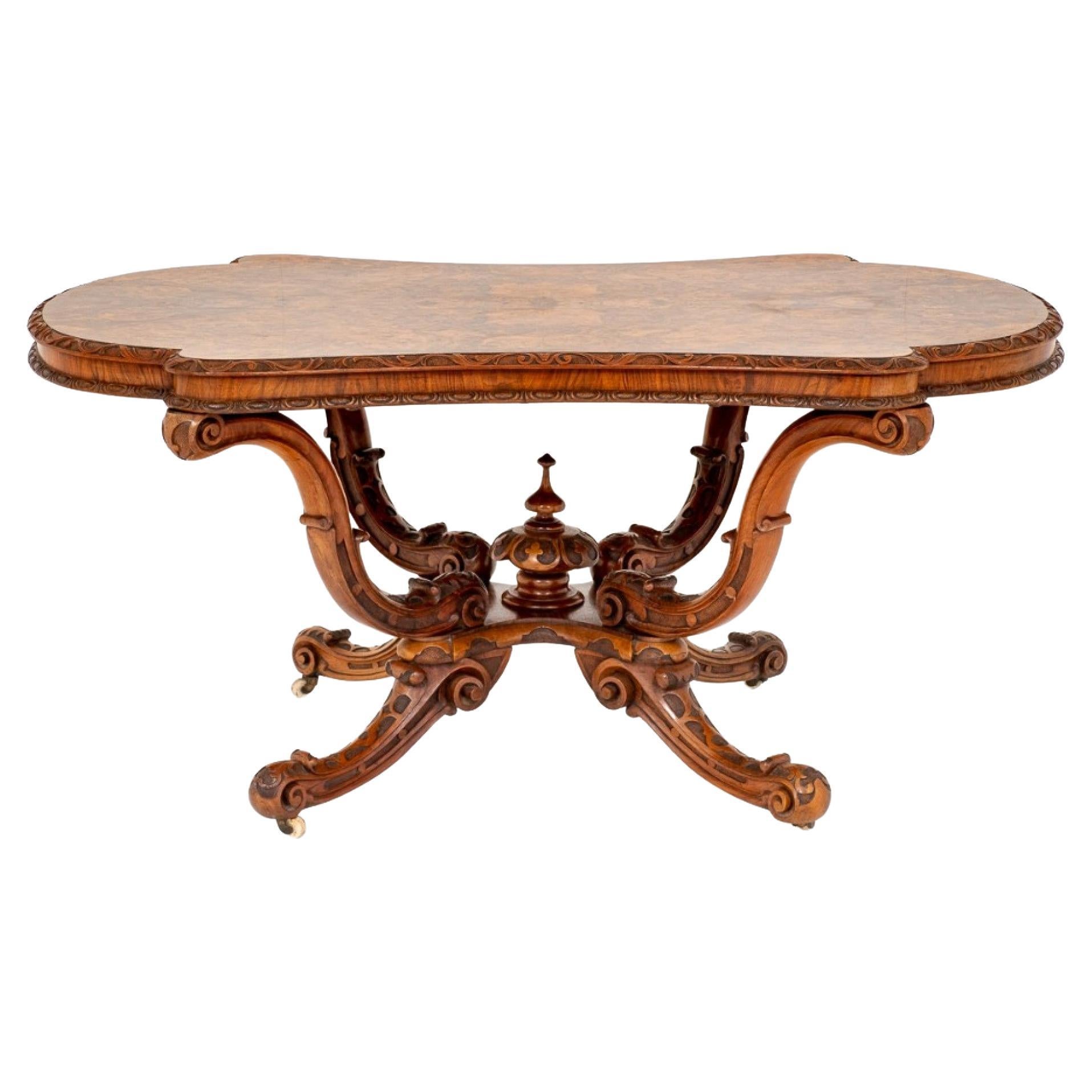 Antique Irish Centre Table, Walnut, circa 1860 For Sale