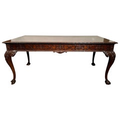 Antique Irish Chippendale George IV Mahogany Library Table, Circa 1820-1830.