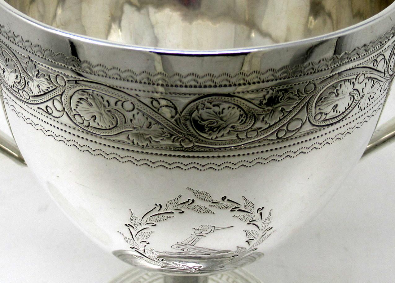 19th Century Antique Irish Dublin Georgian Sterling Silver Loving Cup Goblet Trophy, 1807  For Sale