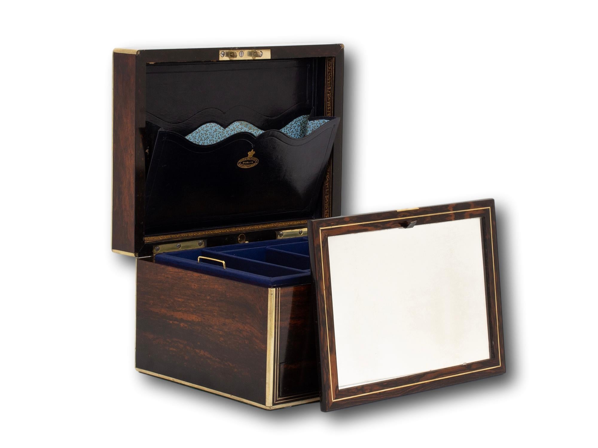 Boîte à bijoux irlandaise ancienne de Coromandel par Austin de Dublin en vente 3