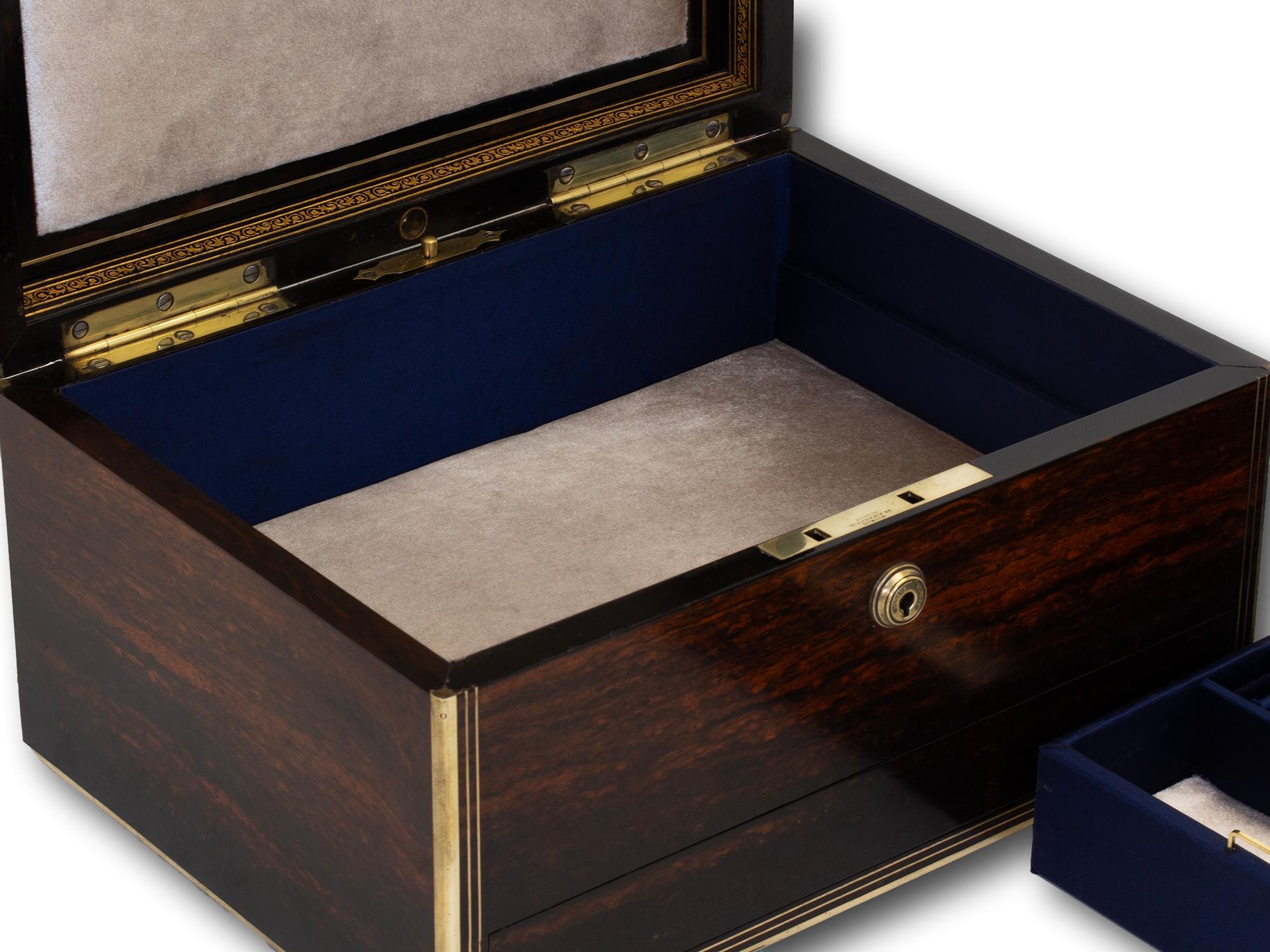 Boîte à bijoux irlandaise ancienne de Coromandel par Austin de Dublin en vente 7