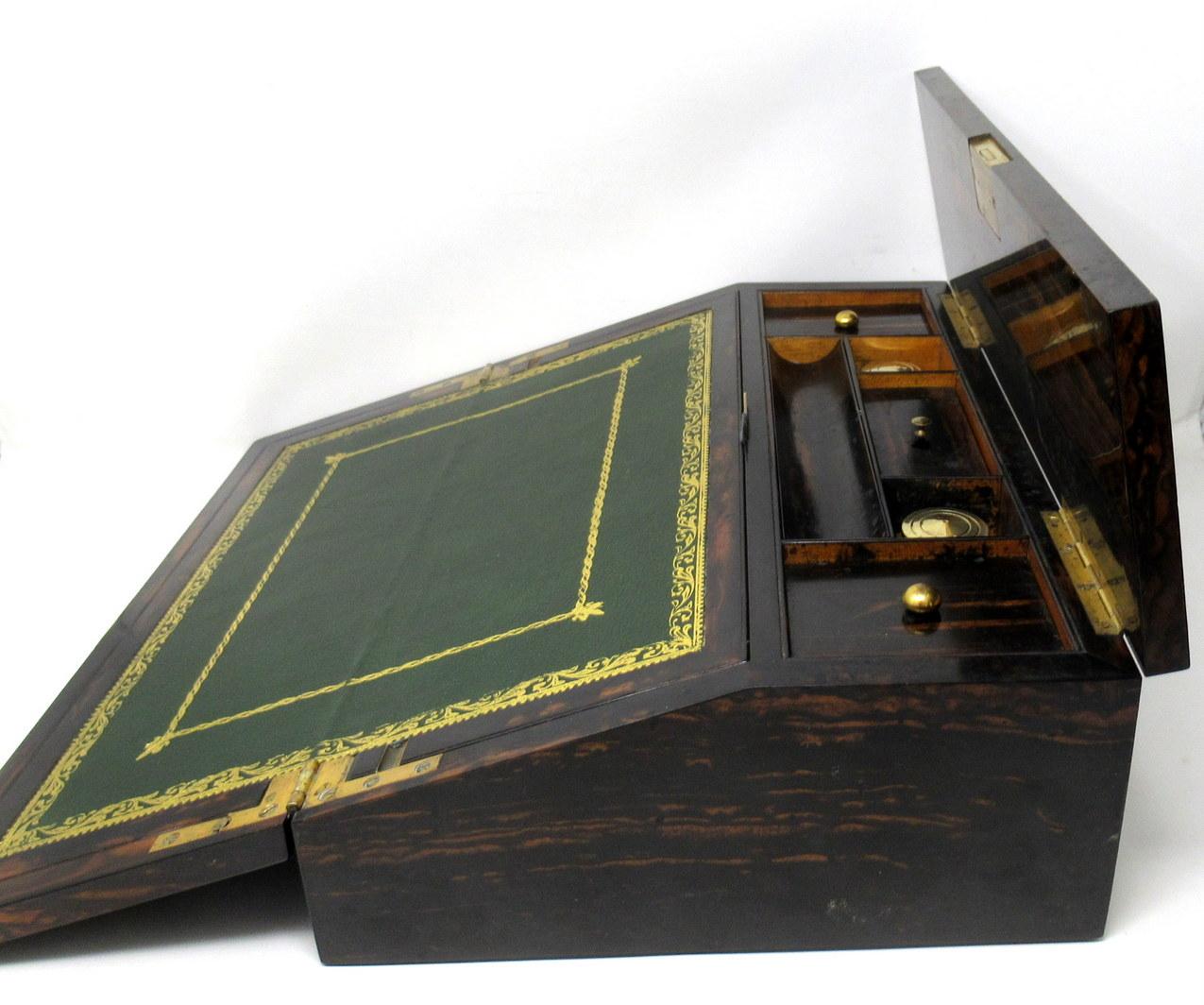 Antique Irish Coromandel Satinwood Writing Slope Box by Austins Dublin Ireland For Sale 2