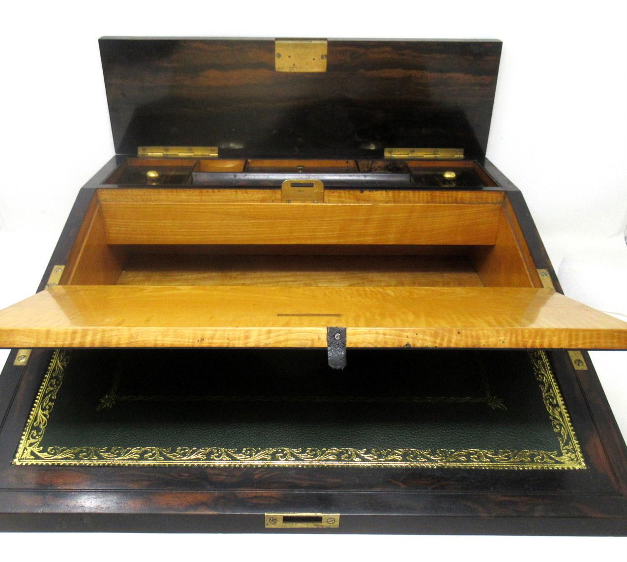 Antique Irish Coromandel Satinwood Writing Slope Box by Austins Dublin Ireland For Sale 3