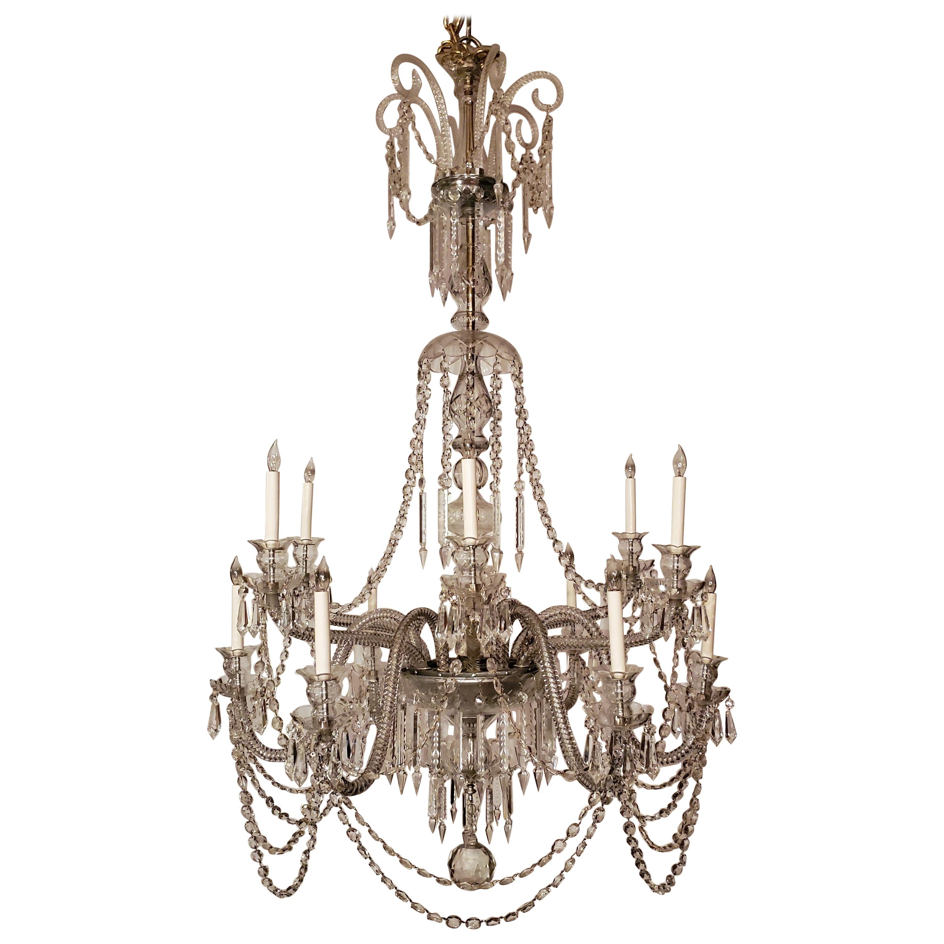 Antique Irish Crystal Chandelier, circa 1890-1900 For Sale