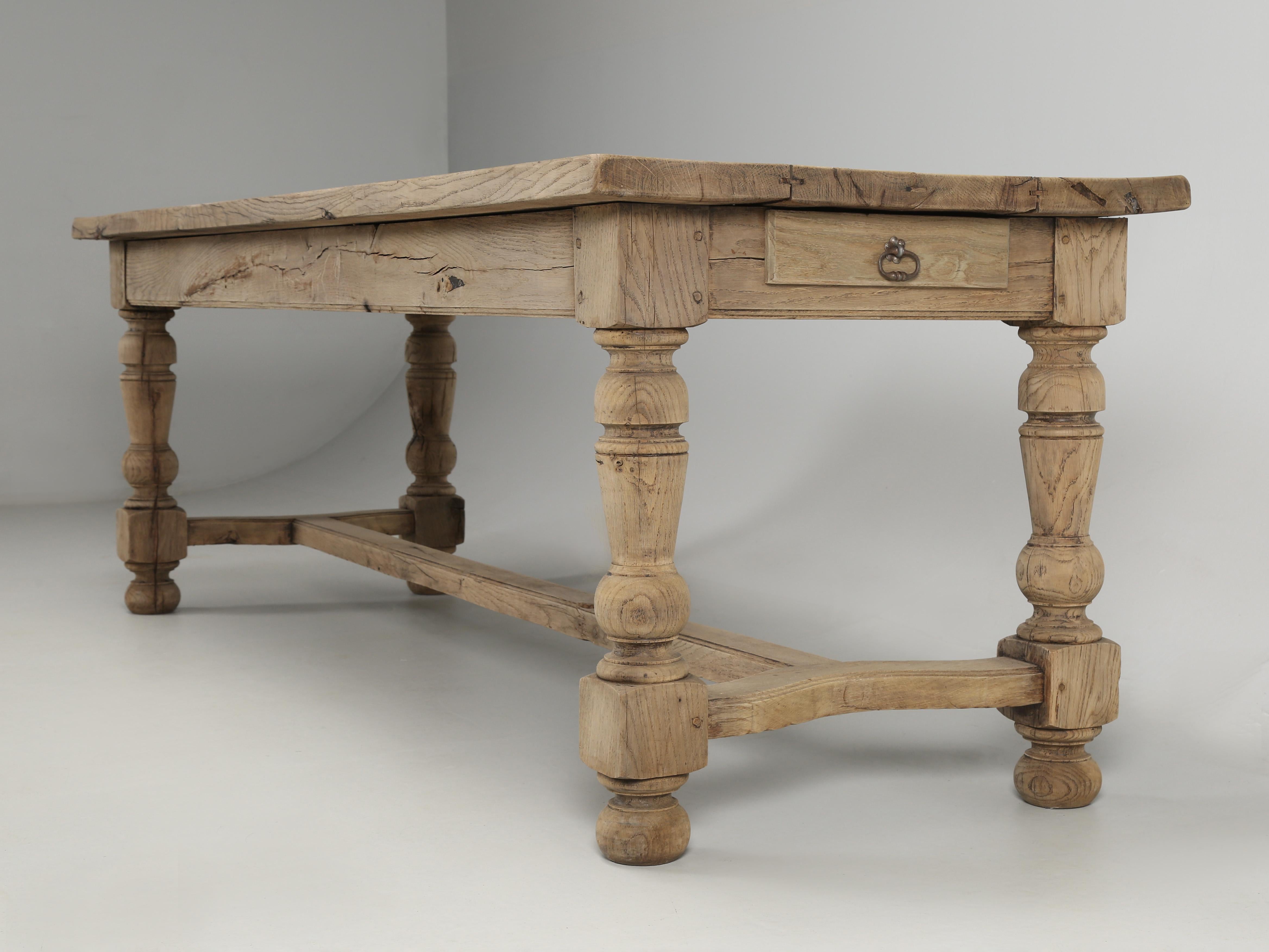 Antique Irish Dining Table or Kitchen Table Finished in Natural White Oak 1800's 4