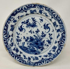 Antique Irish Dublin Delftware Blue White Charger Plate Delamain Ireland 18thCt