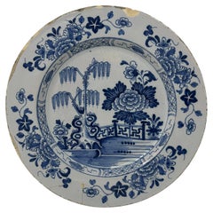 Antique Irish Dublin Delftware Blue White Charger Plate Delamain Ireland 18thCt