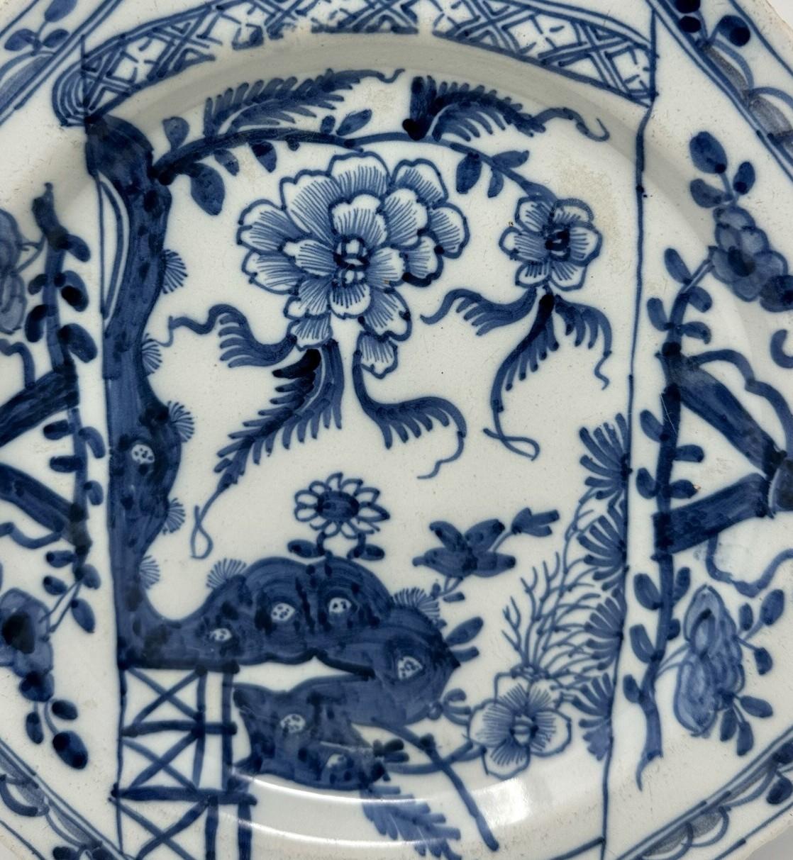 Ceramic Antique Irish Dublin Delftware Blue White Charger Plate Delamain Ireland Pair 