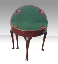 Antique Irish George 11 Mahogany Demi lune Turn Over Leaf Games Table and Desk