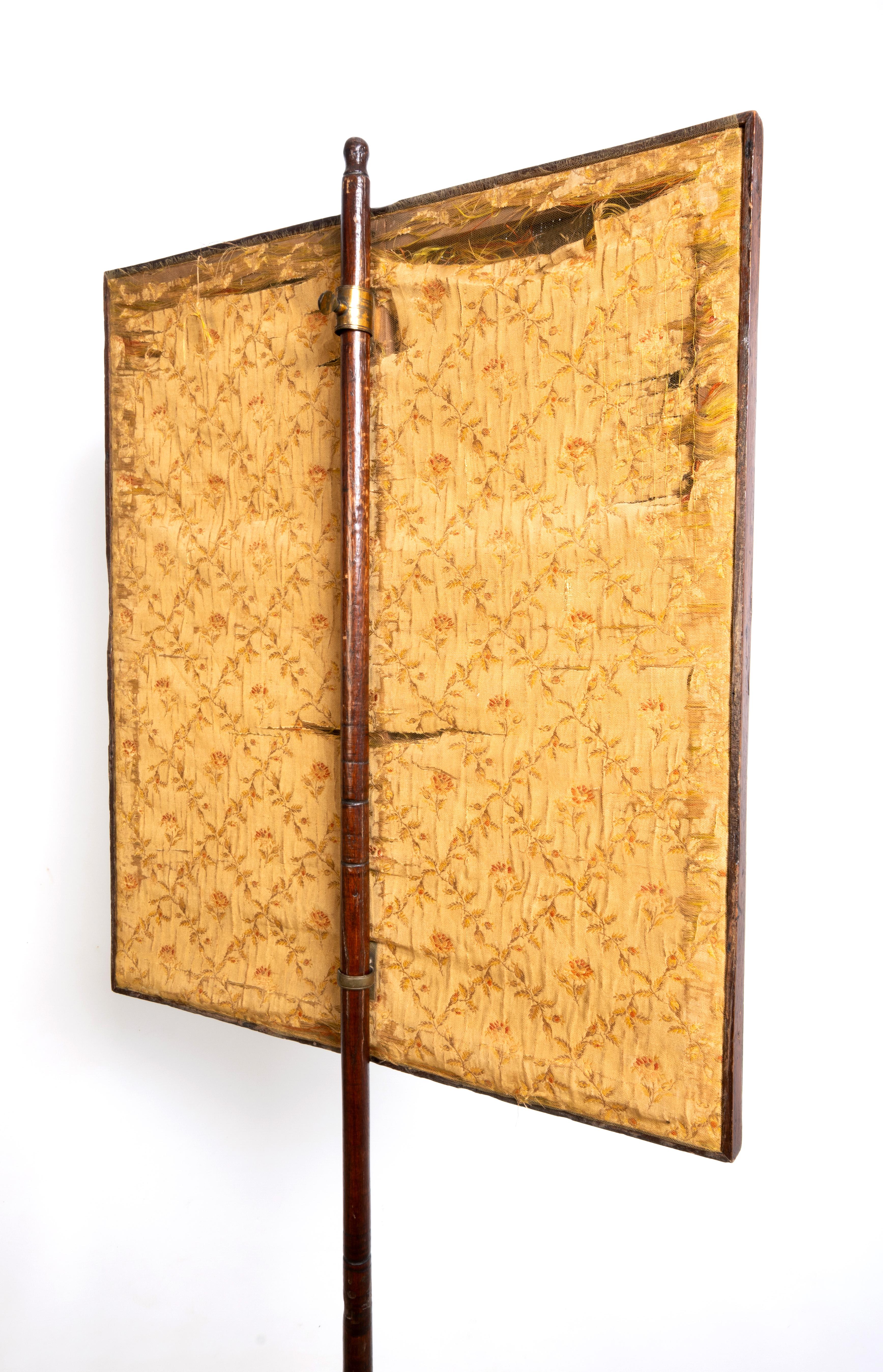 Antique Irish George II Needlework Panel Pole Screen Fire Screen C.1730 For Sale 4