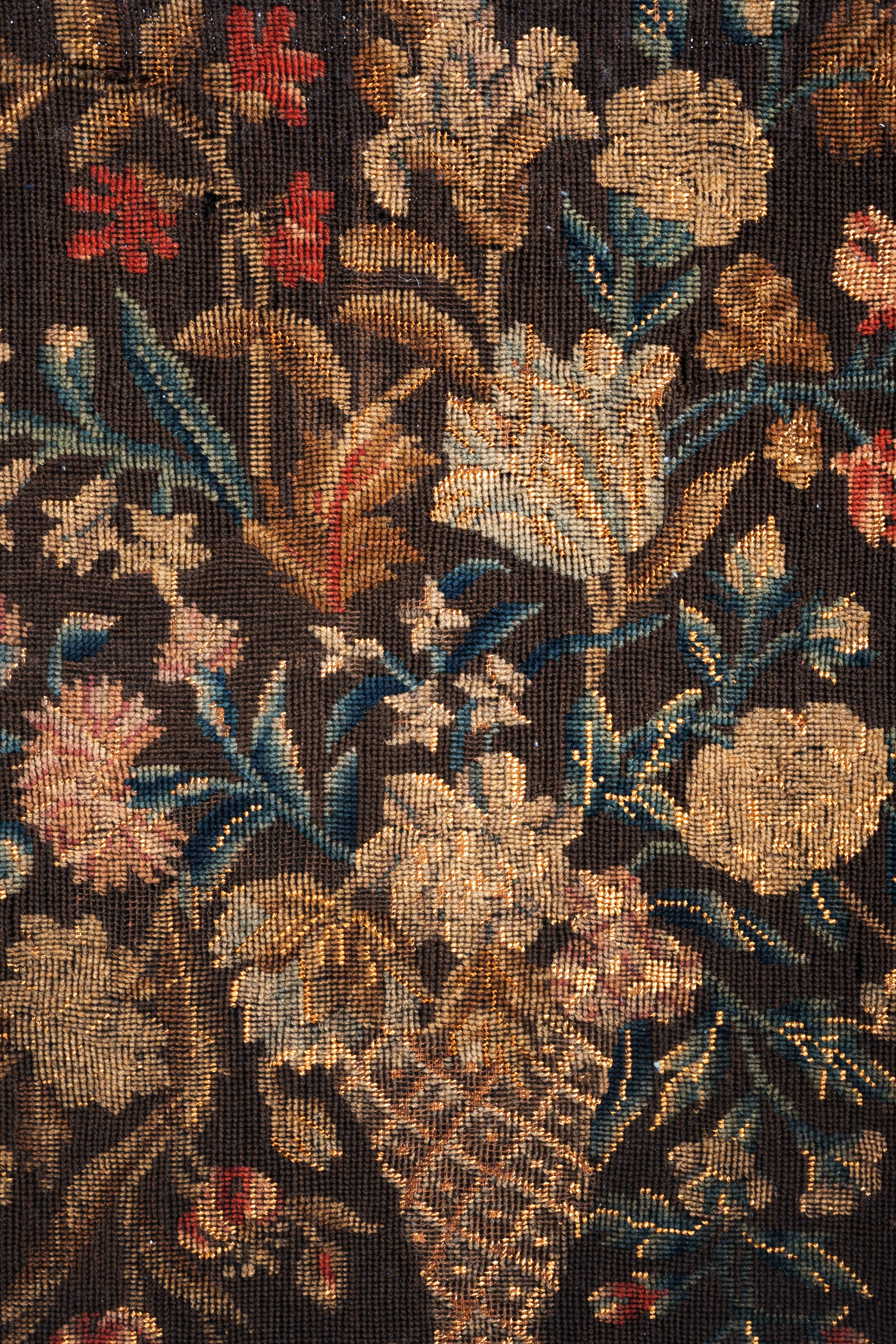 Antique Irish George II Needlework Panel Pole Screen Fire Screen C.1730 For Sale 1